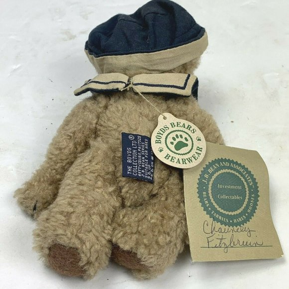 Boyds Bears Chauncey Fitzbruin 1997 Jointed Teddy Sailor Hat Collar Nautical 7" - Picture 4 of 6